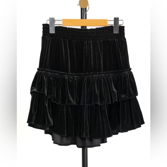 Misa Los Angeles Black Asymmetrical Velvet Skirt - Picture 2 of 2